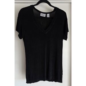 Chico's Travele Women's T-Shirt Size 3 Black Blend Made in USA Travel Ready